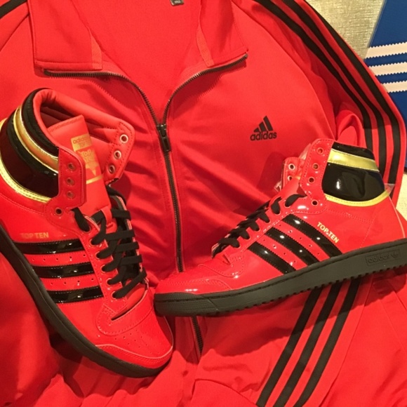 NWT- Mens Adidas Top Ten High OG #FV5501-Scarlet/Black Size 12.5 - Picture 1 of 13